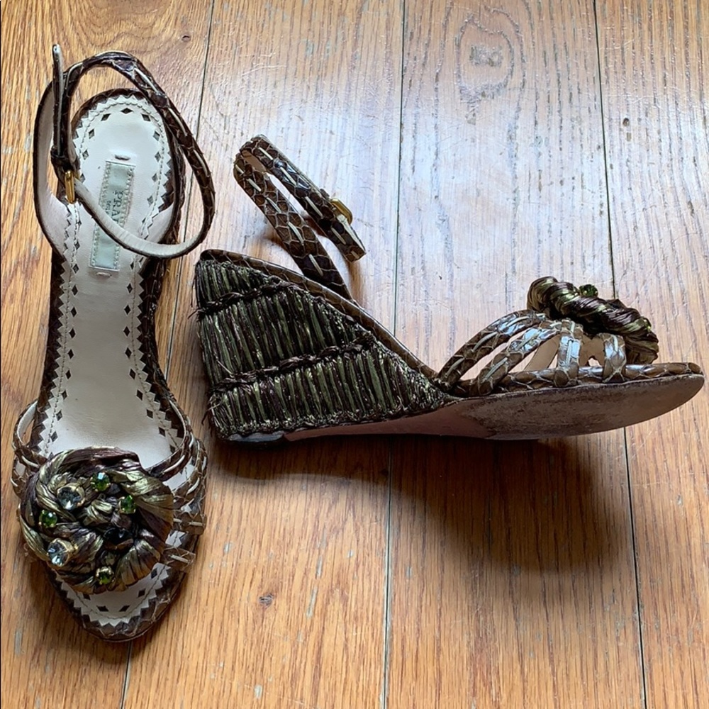 Prada jewel and silk straw espadrille sandals - Picture 7 of 8